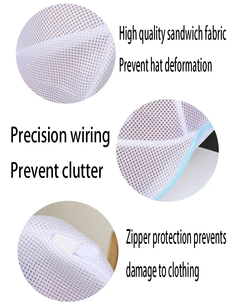 3-Layer Mesh Hat Washing Bag – Protective Cap Washer for Washing Machine