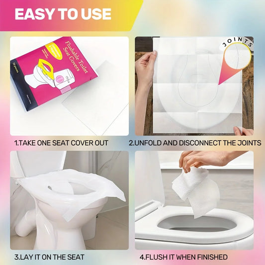 Flushable Toilet Seat Covers – 10 Pieces (Convenient & Hygienic)