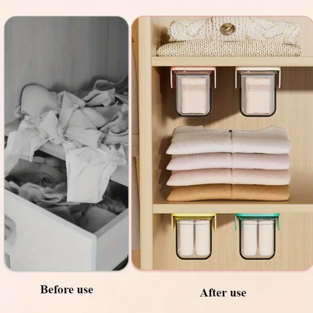 Wall-Mounted Underwear & Sock Organizer Box – 6-Grid Transparent Drawer Storage