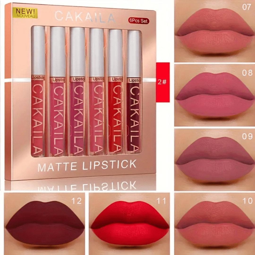 CAKAILA 6 - Piece Matte Liquid Lipstick Set – Long - Lasting, Waterproof, Smooth Finish - Ethereal soul Collections