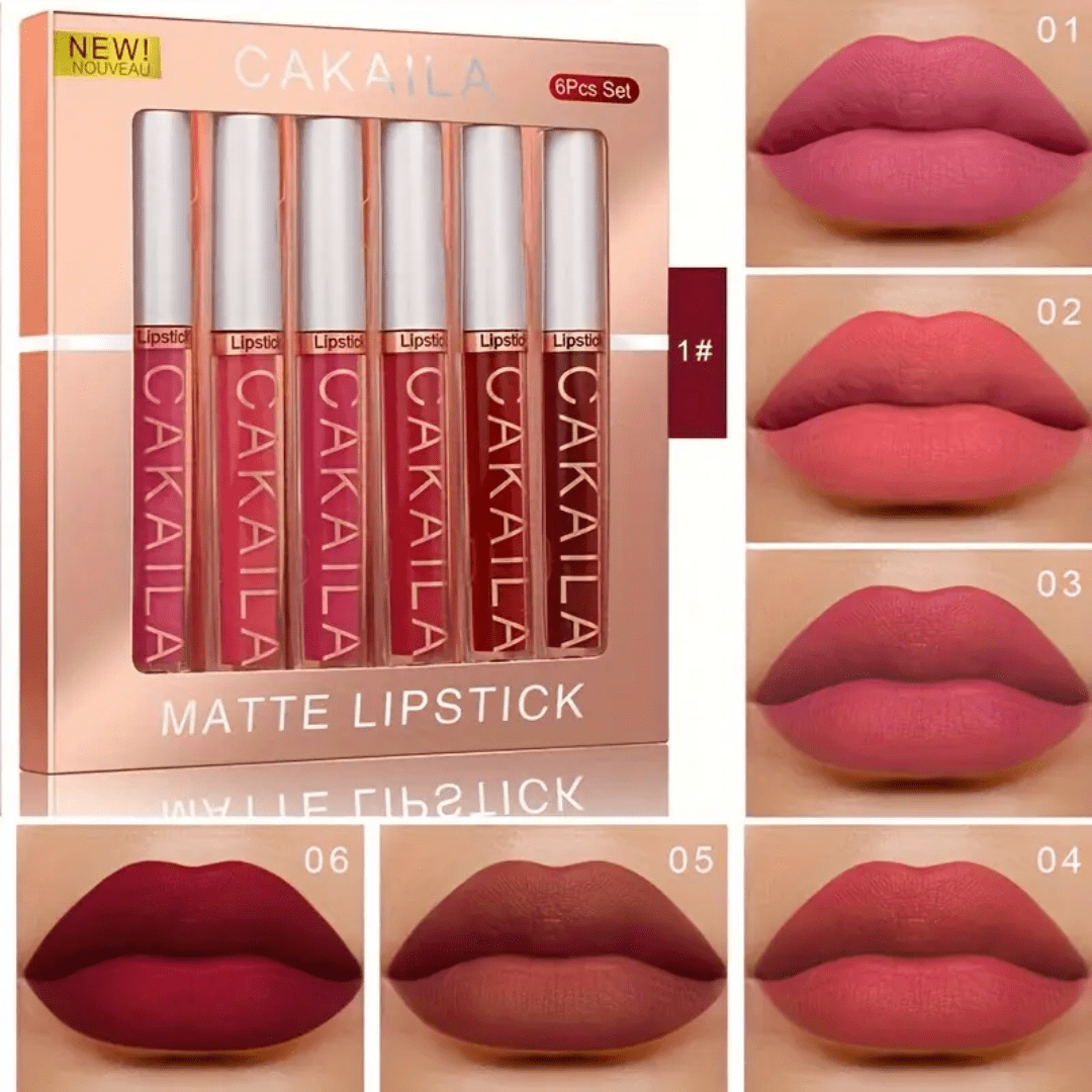CAKAILA 6 - Piece Matte Liquid Lipstick Set – Long - Lasting, Waterproof, Smooth Finish - Ethereal soul Collections