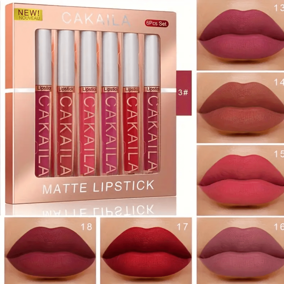 CAKAILA 6 - Piece Matte Liquid Lipstick Set – Long - Lasting, Waterproof, Smooth Finish - Ethereal soul Collections