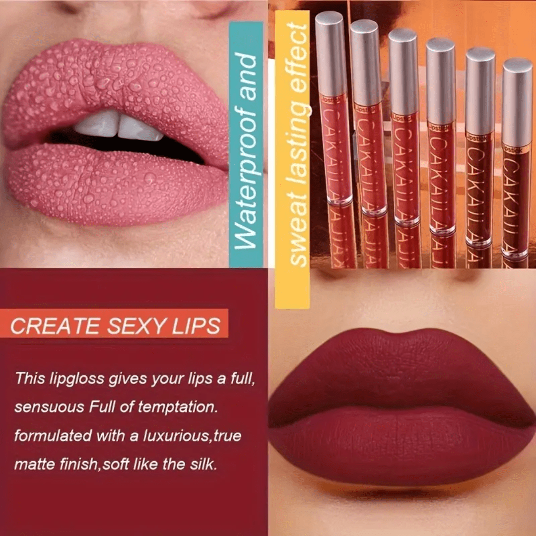 CAKAILA 6 - Piece Matte Liquid Lipstick Set – Long - Lasting, Waterproof, Smooth Finish - Ethereal soul Collections