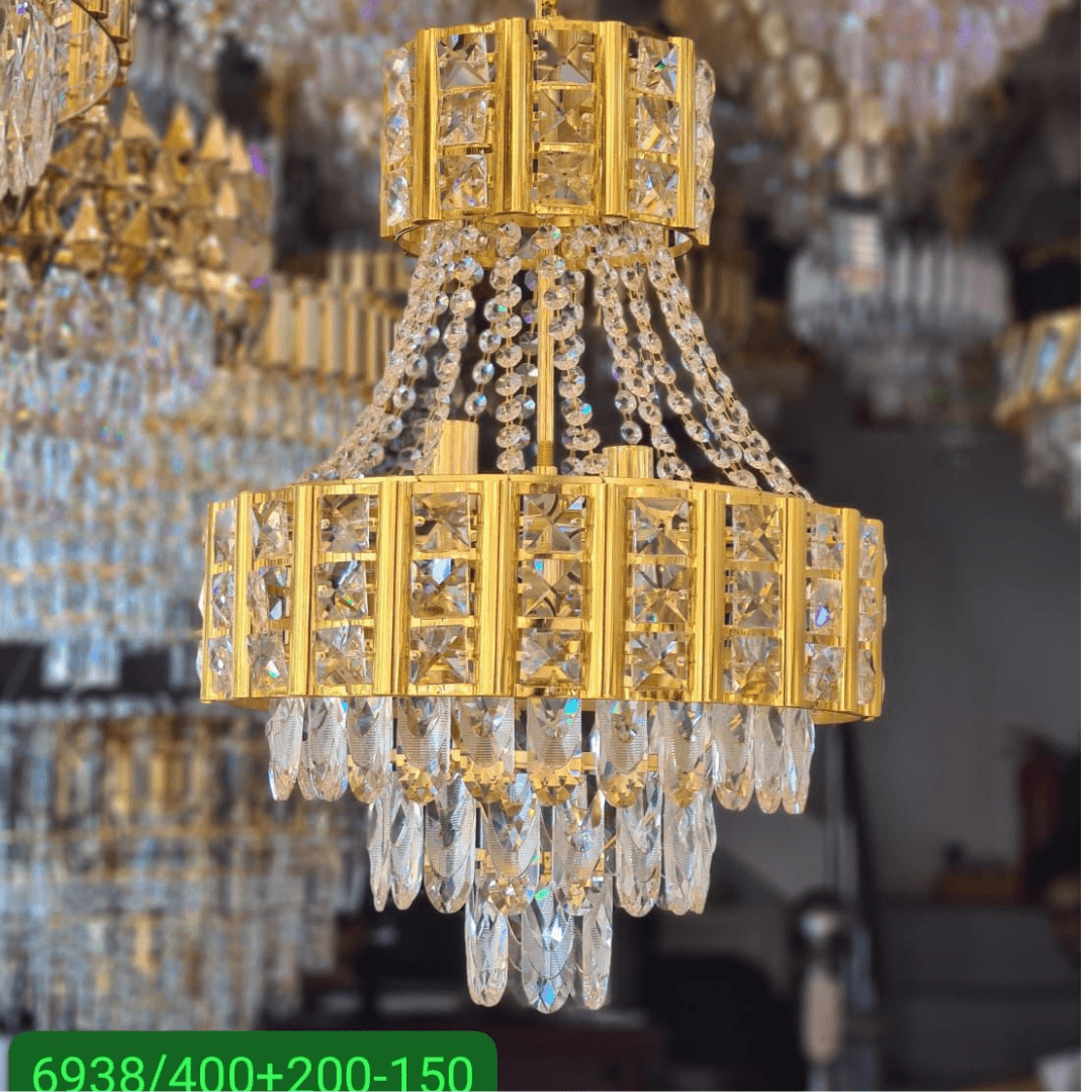 Luxury Gold Crystal Chandelier – Model 6938/400+200 - 150 | 3 - Tier Elegant Hanging Light - Ethereal soul Collections