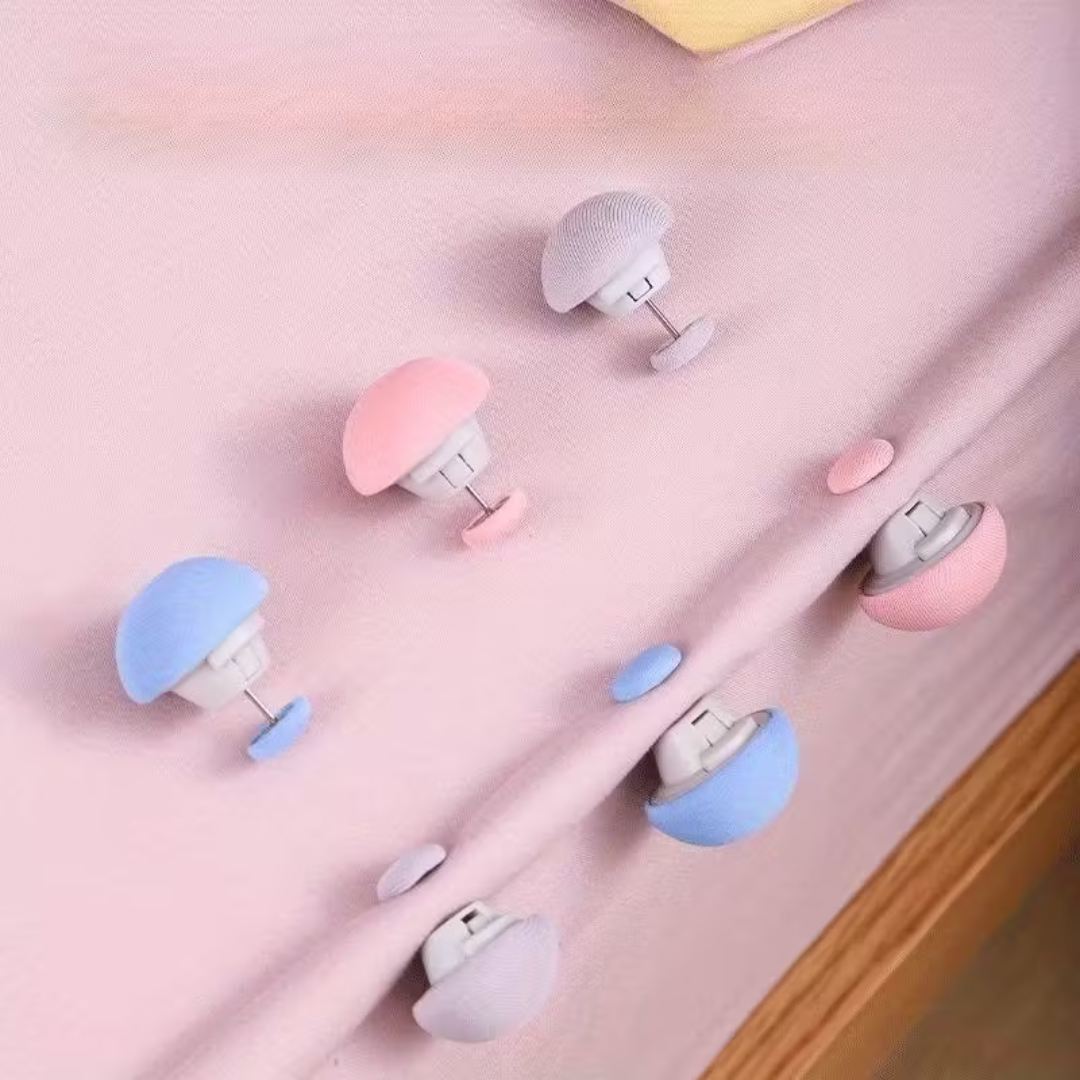 Mushroom Button Fixing Pins – Secure Your Bedsheet & Duvet in Style -8 pieces (4 buttons + 4 back locks)
