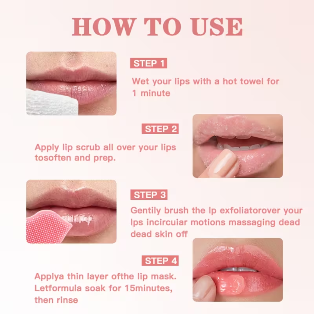 Secret Tribe Lip Care Set – Lip Scrub, Lip Mask & Lip Patch (3-in-1 Set)