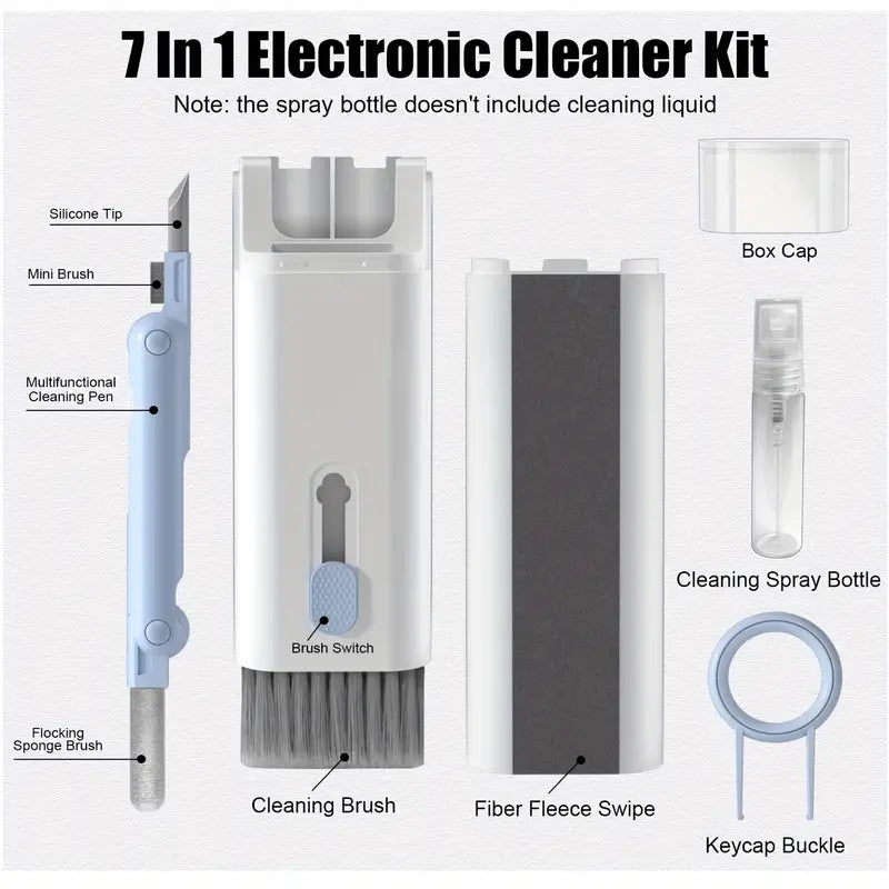 7-in-1 Electronic Cleaner Kit – Multi-Tool for Keyboard, Earbuds, Screens & More