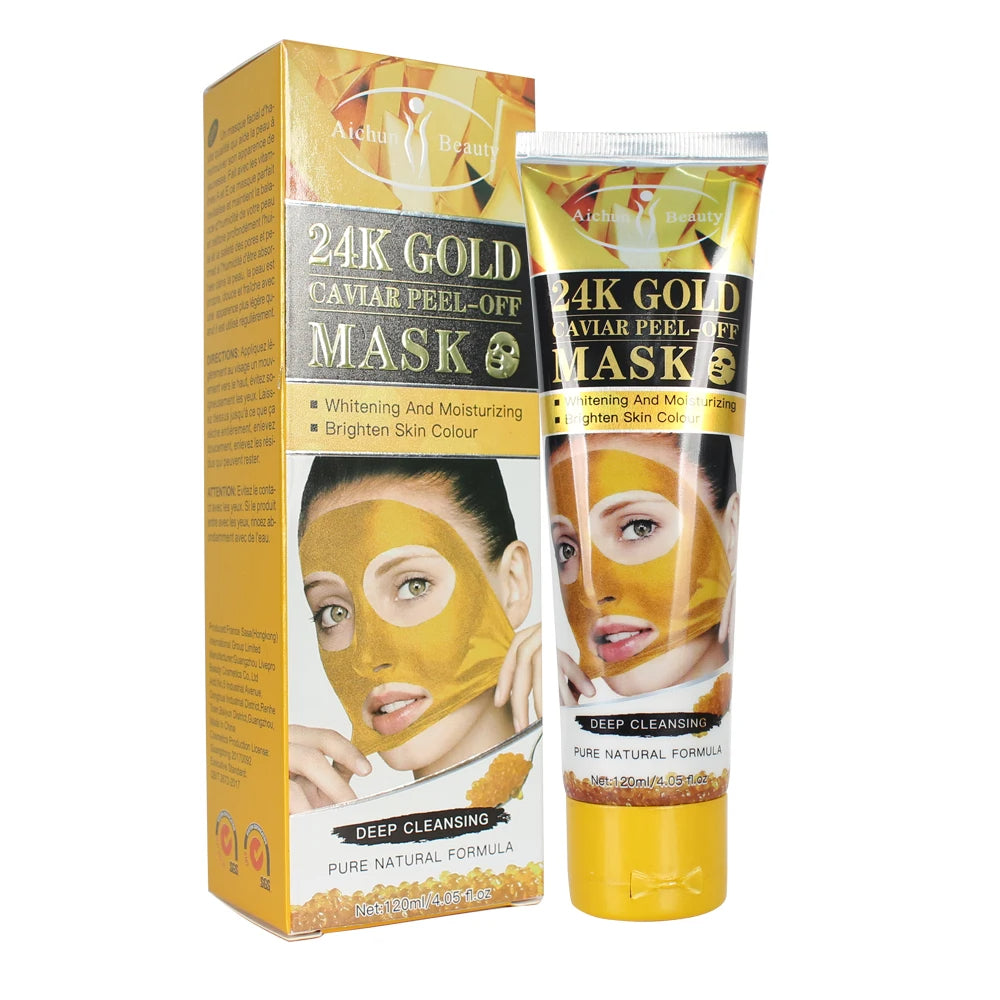 Aichun Beauty 24K Gold Caviar Peel-Off Mask – Deep Cleansing & Brightening (120ml)