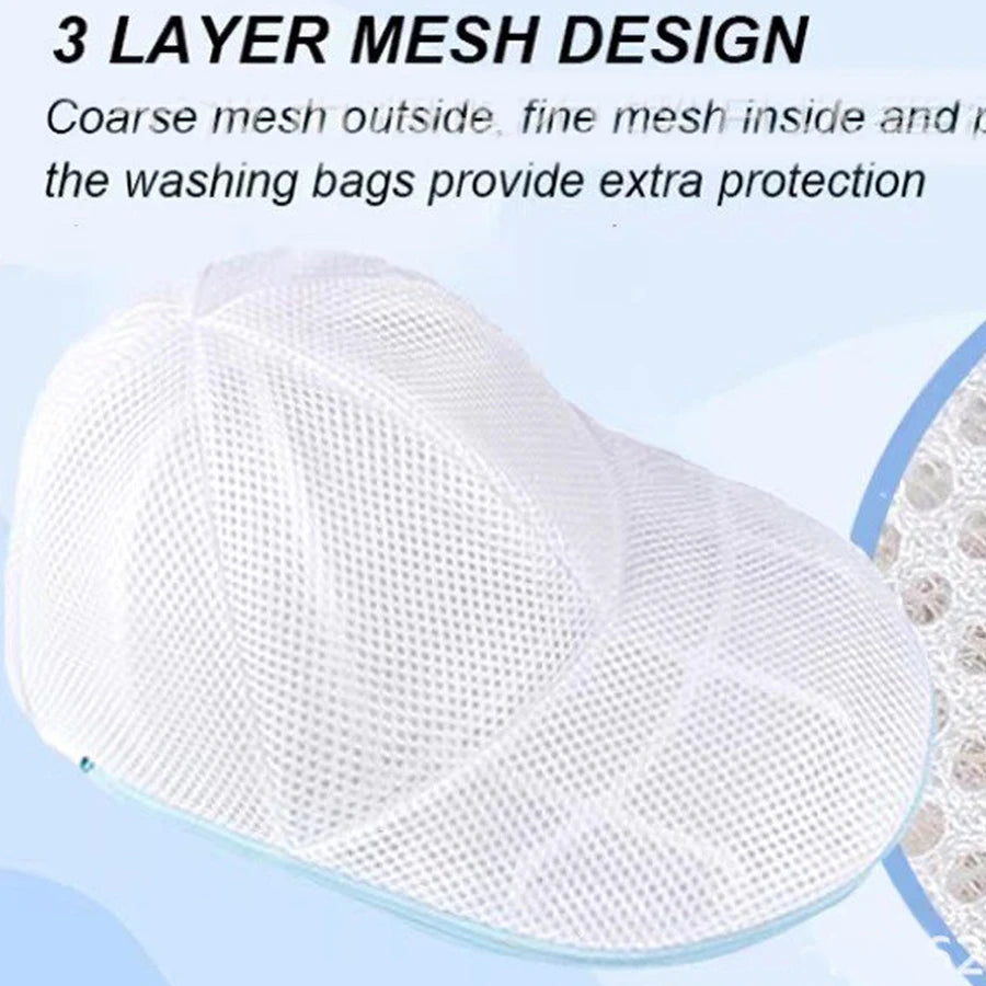 3-Layer Mesh Hat Washing Bag – Protective Cap Washer for Washing Machine