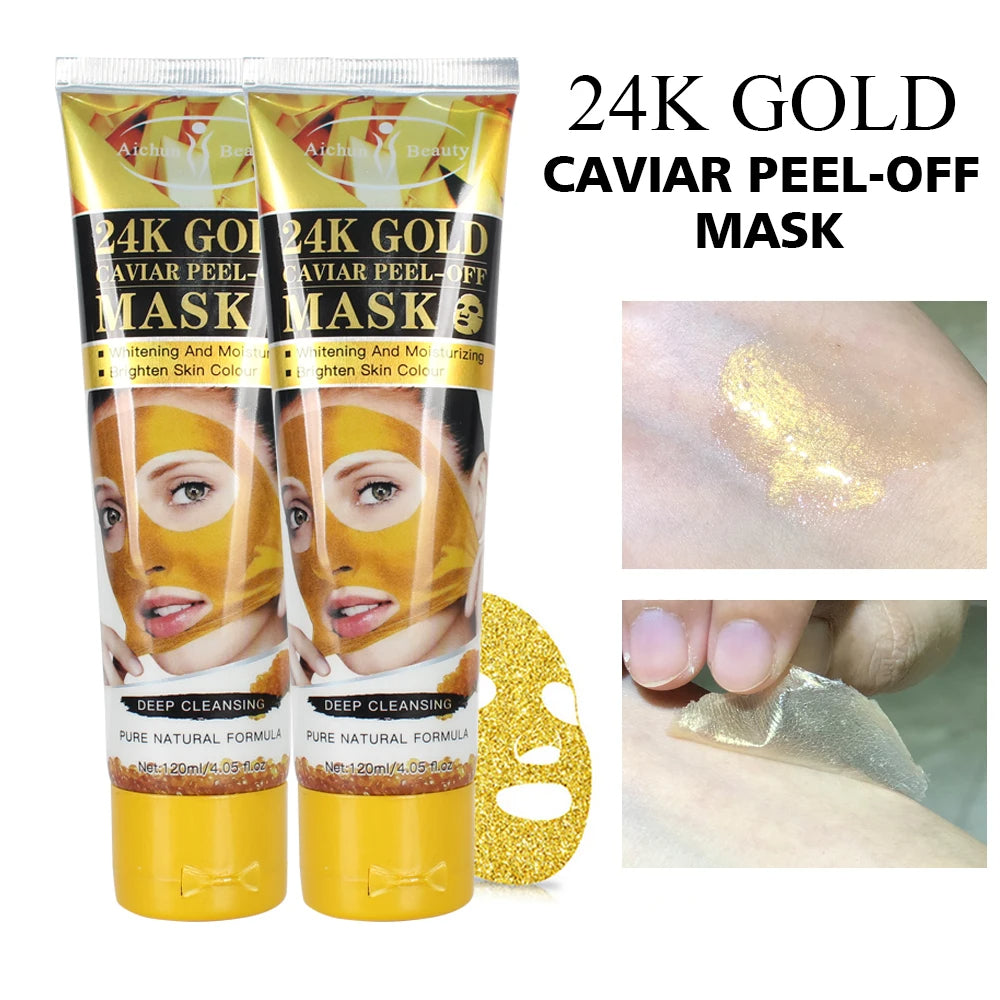 Aichun Beauty 24K Gold Caviar Peel-Off Mask – Deep Cleansing & Brightening (120ml)