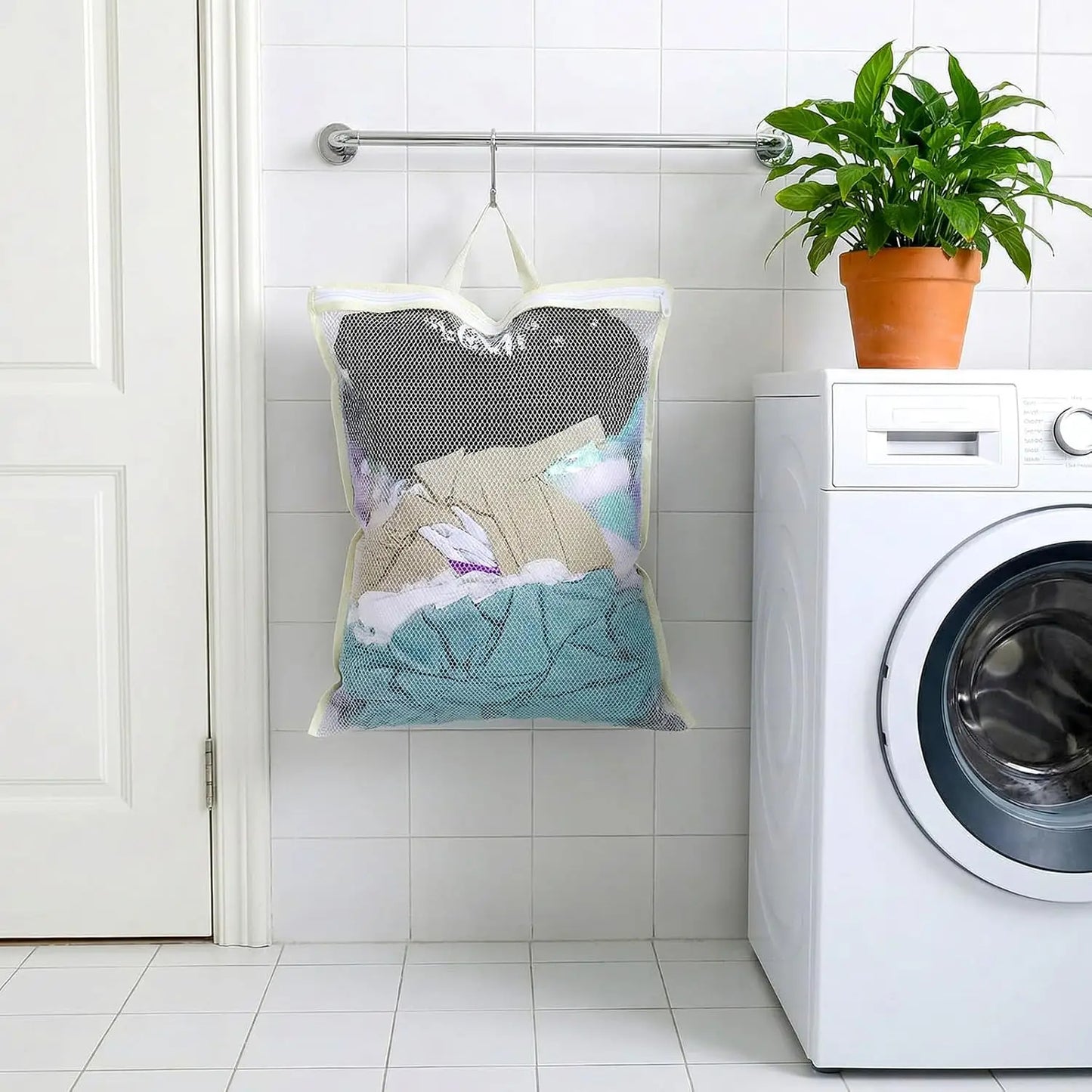 4PCS Laundry Mesh Bag Set with Handles – X-Large,Large, Medium & Small Washing Bags for Clothes & Delicates