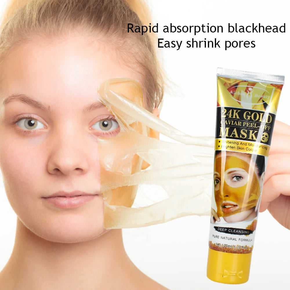 Aichun Beauty 24K Gold Caviar Peel-Off Mask – Deep Cleansing & Brightening (120ml)