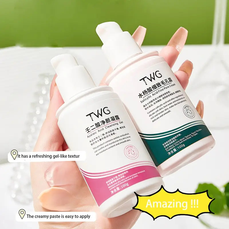 TWG Clear Skin Duo – Salicylic Acid Fine Pore Cream + Azelaic Acid Cleansing Gel (100g each)