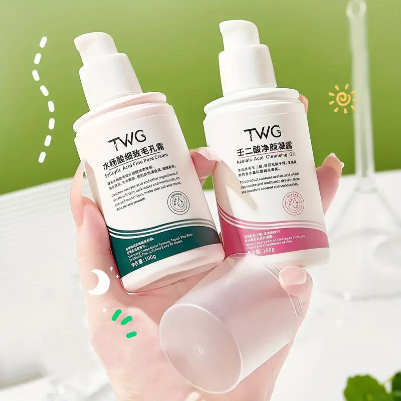 TWG Clear Skin Duo – Salicylic Acid Fine Pore Cream + Azelaic Acid Cleansing Gel (100g each)