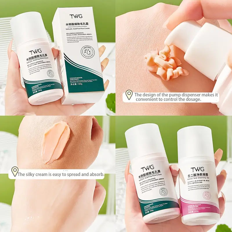 TWG Clear Skin Duo – Salicylic Acid Fine Pore Cream + Azelaic Acid Cleansing Gel (100g each)