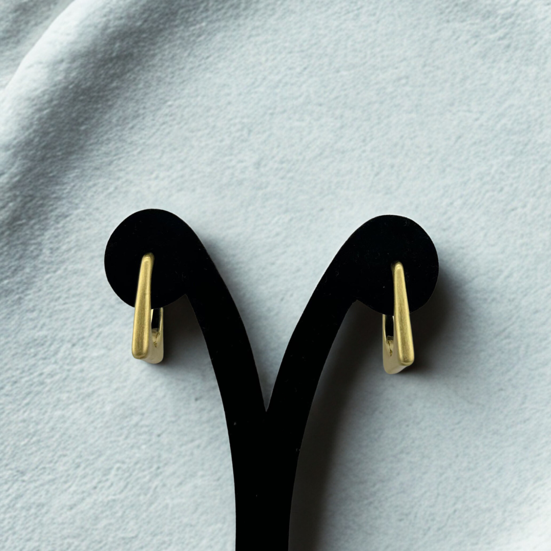 Matte Gold Triangle Hoop Earrings – Bold Modern Minimalist