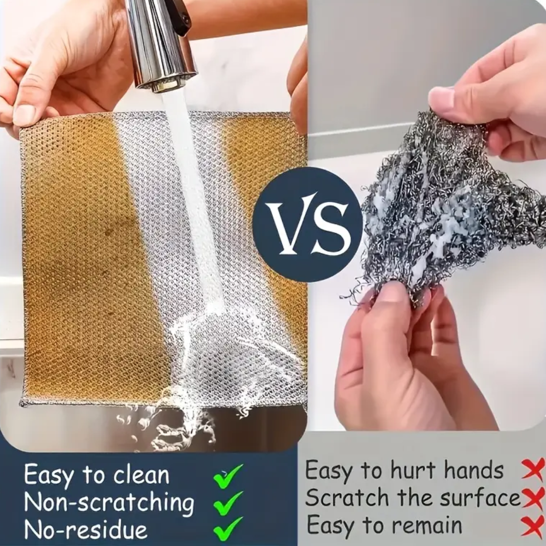 Double-Layer Wire Dishcloth – 5 pcs (Upgraded & Durable)