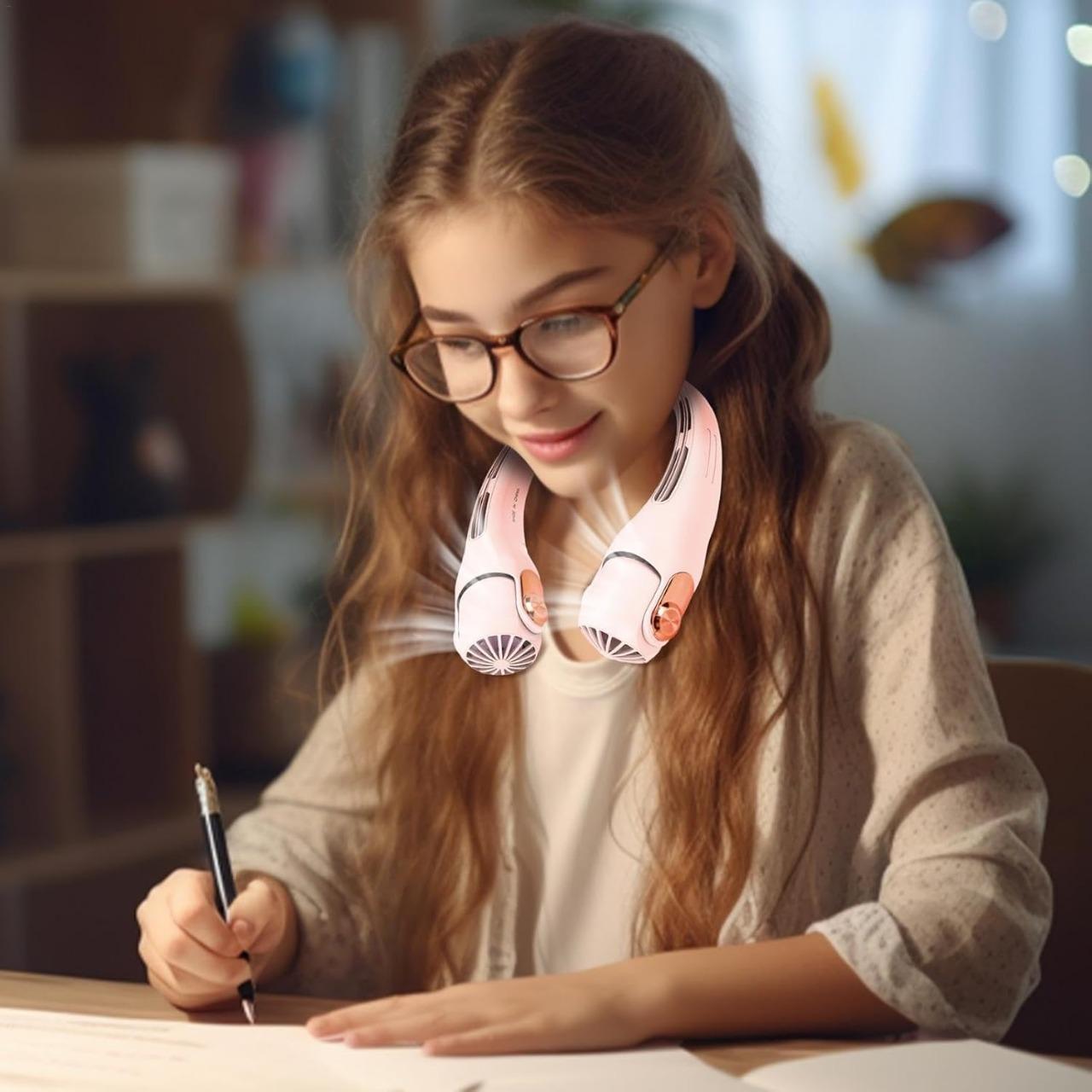 Portable Hanging Pink Neck Fan