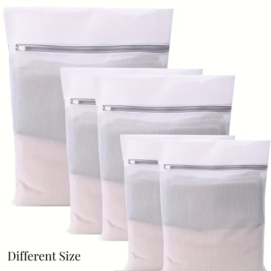 Mesh Laundry Bags Set – 5 Pieces Mixed Sizes Washing Bags (S, M, L)