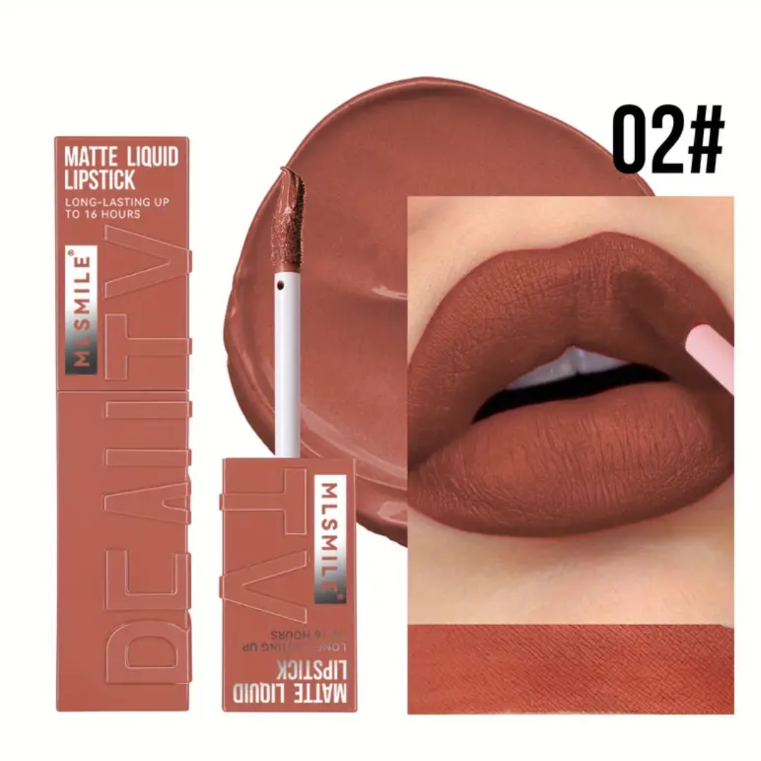 MLSMILE Matte Liquid Lipstick – Shade 02# Nude | 16-Hour Wear