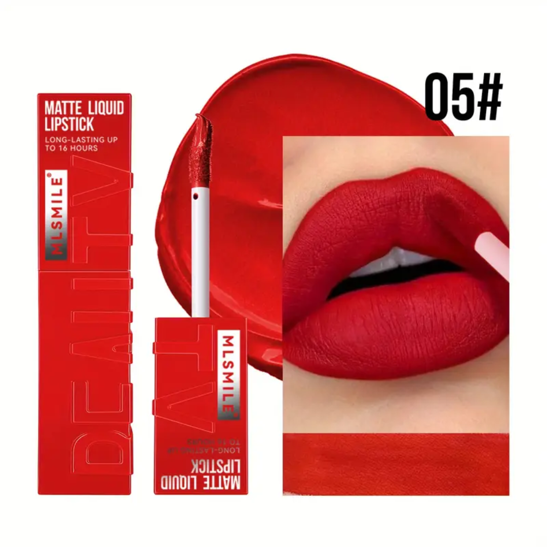 MLSMILE Matte Liquid Lipstick – Shade 05# Classic Red | 16-Hour Wear