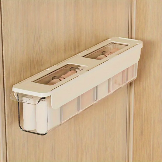 Wall-Mounted Underwear & Sock Organizer Box – 6-Grid Transparent Drawer Storage