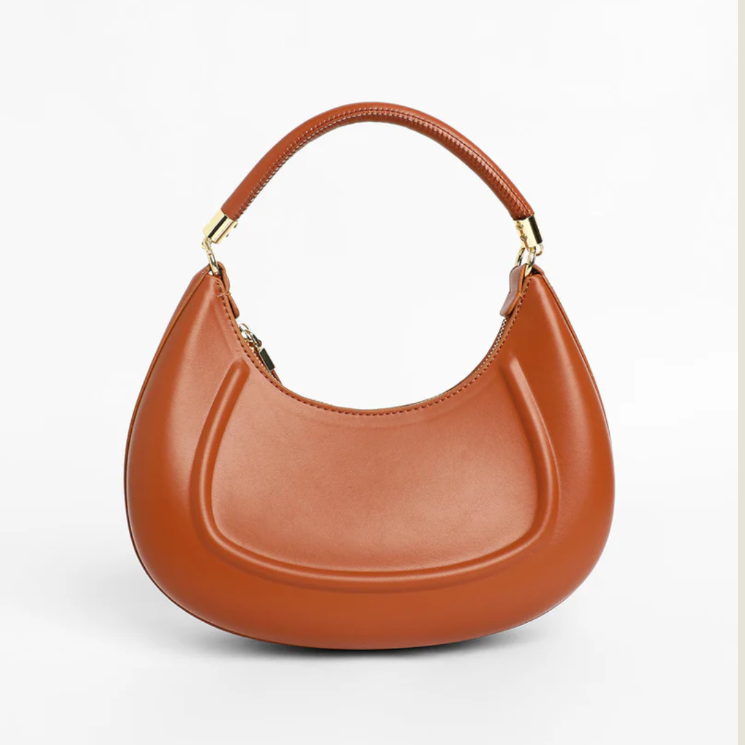 Belladonna Brown Handbag – Crescent Shoulder Bag in Warm Tan