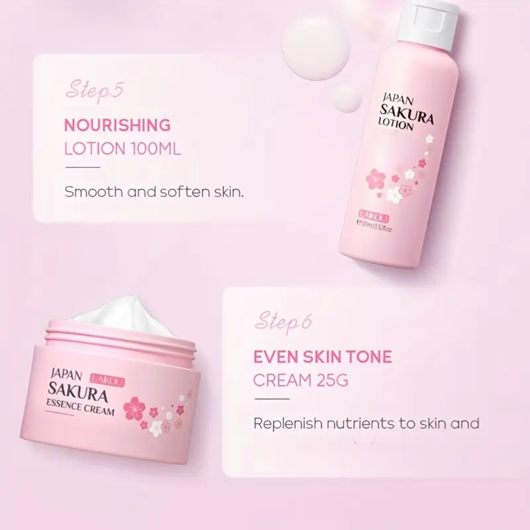 Japan Sakura Skincare Set – 6 in 1 Hydrating & Brightening Kit