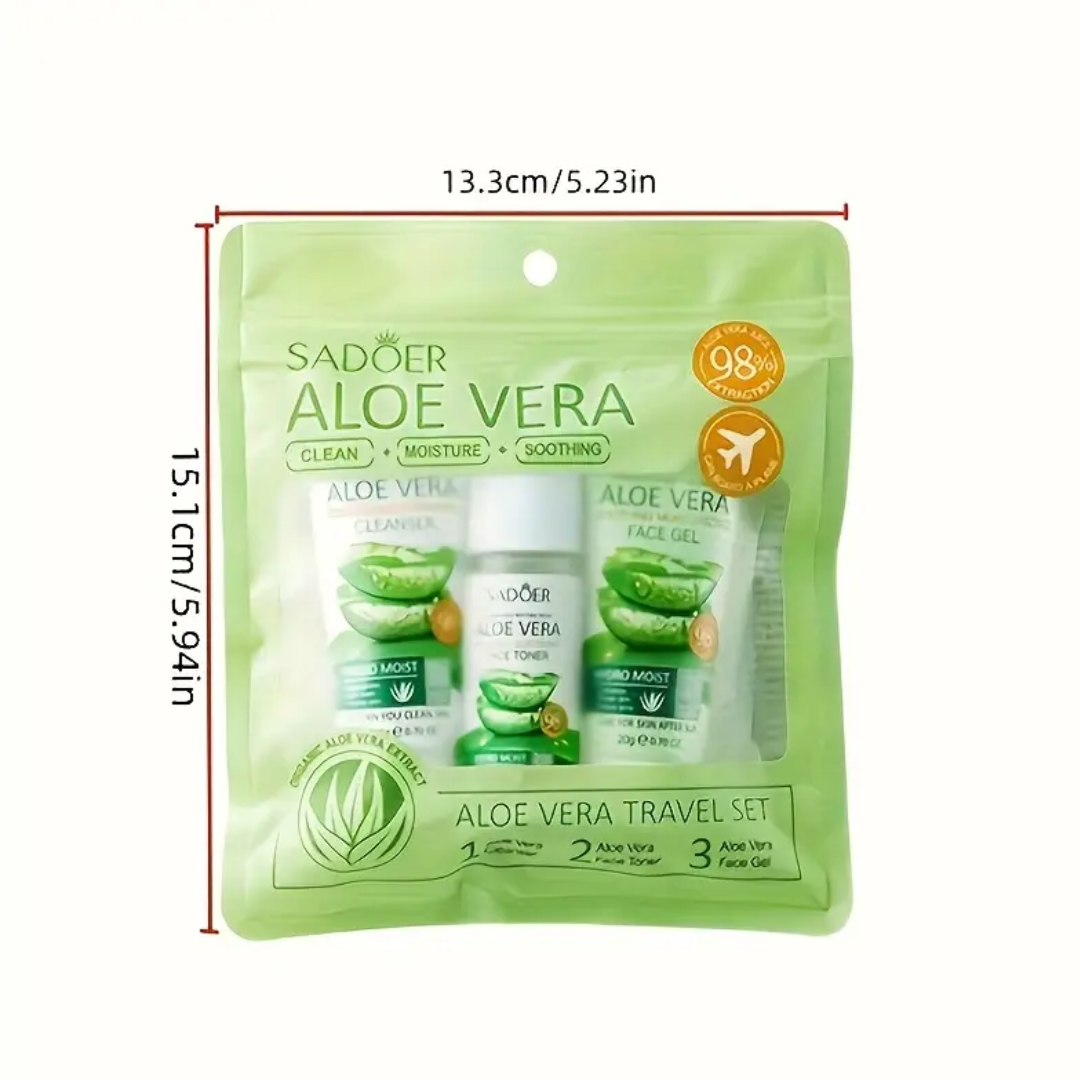 SADOER Aloe Vera Skincare Set – Cleanser, Face Toner & Moisturizing Gel (3pcs)