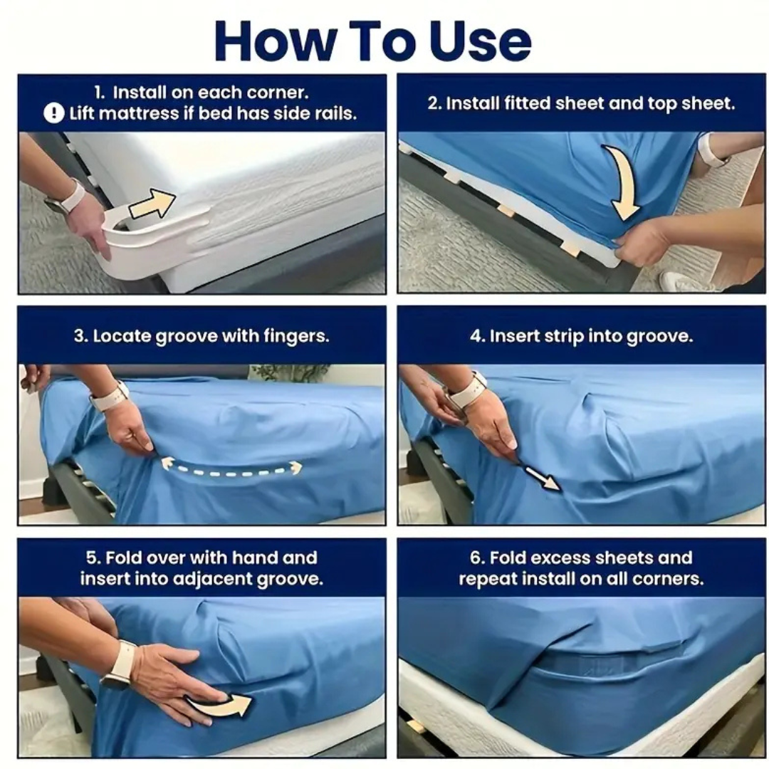 4pcs Bed Sheet Grippers – Mattress Holder Clips for Tight & Wrinkle-Free Sheets