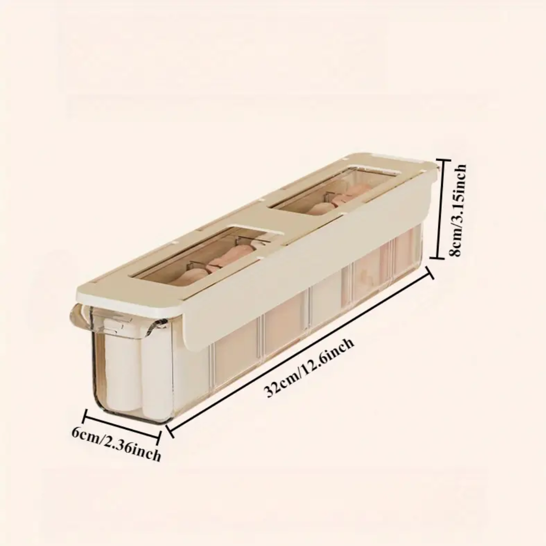 Wall-Mounted Underwear & Sock Organizer Box – 6-Grid Transparent Drawer Storage