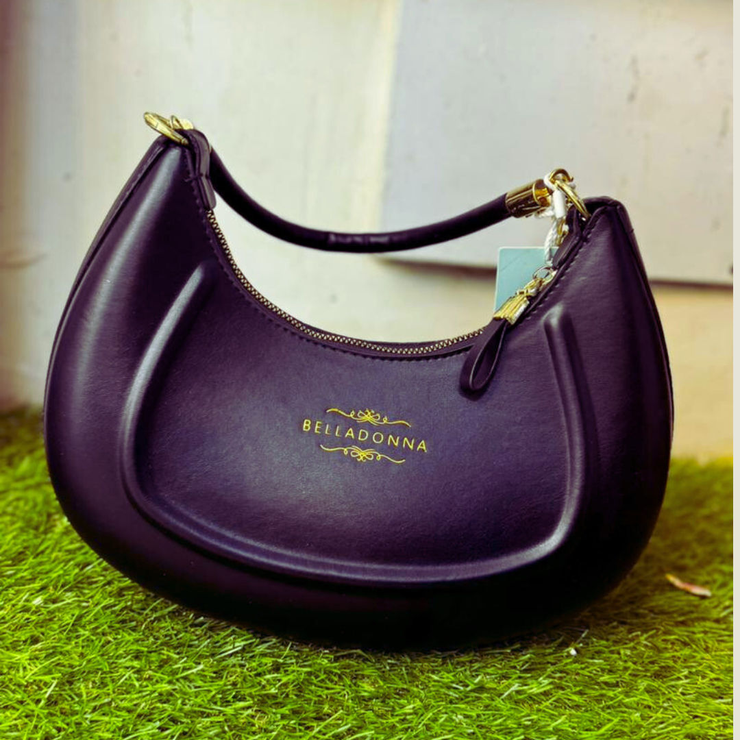 Belladonna Black Handbag – Classic Crescent Shoulder Bag