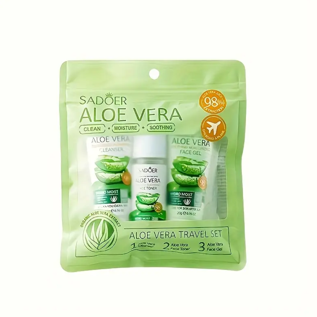 SADOER Aloe Vera Skincare Set – Cleanser, Face Toner & Moisturizing Gel (3pcs)
