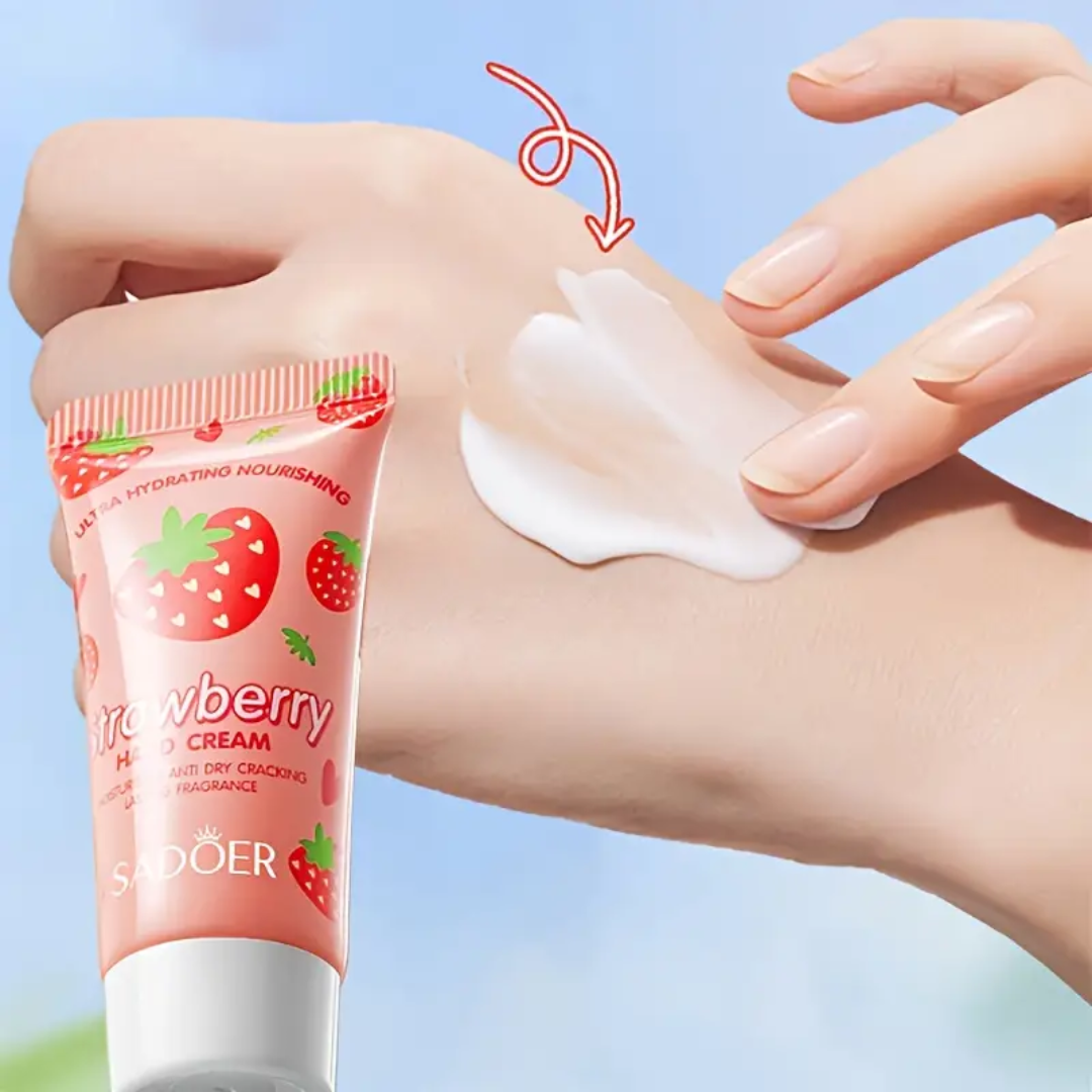 SADOER Strawberry Hand Cream & Lip Balm Set – Ultra Hydrating & Nourishing (2pcs)