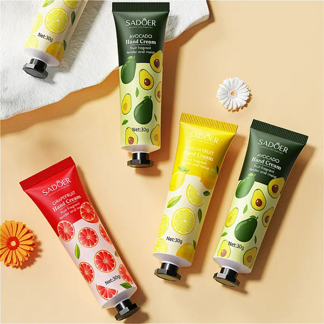 SADOER Fruit Hand Cream Set – Avocado, Lemon & Grapefruit (3pcs × 30g)