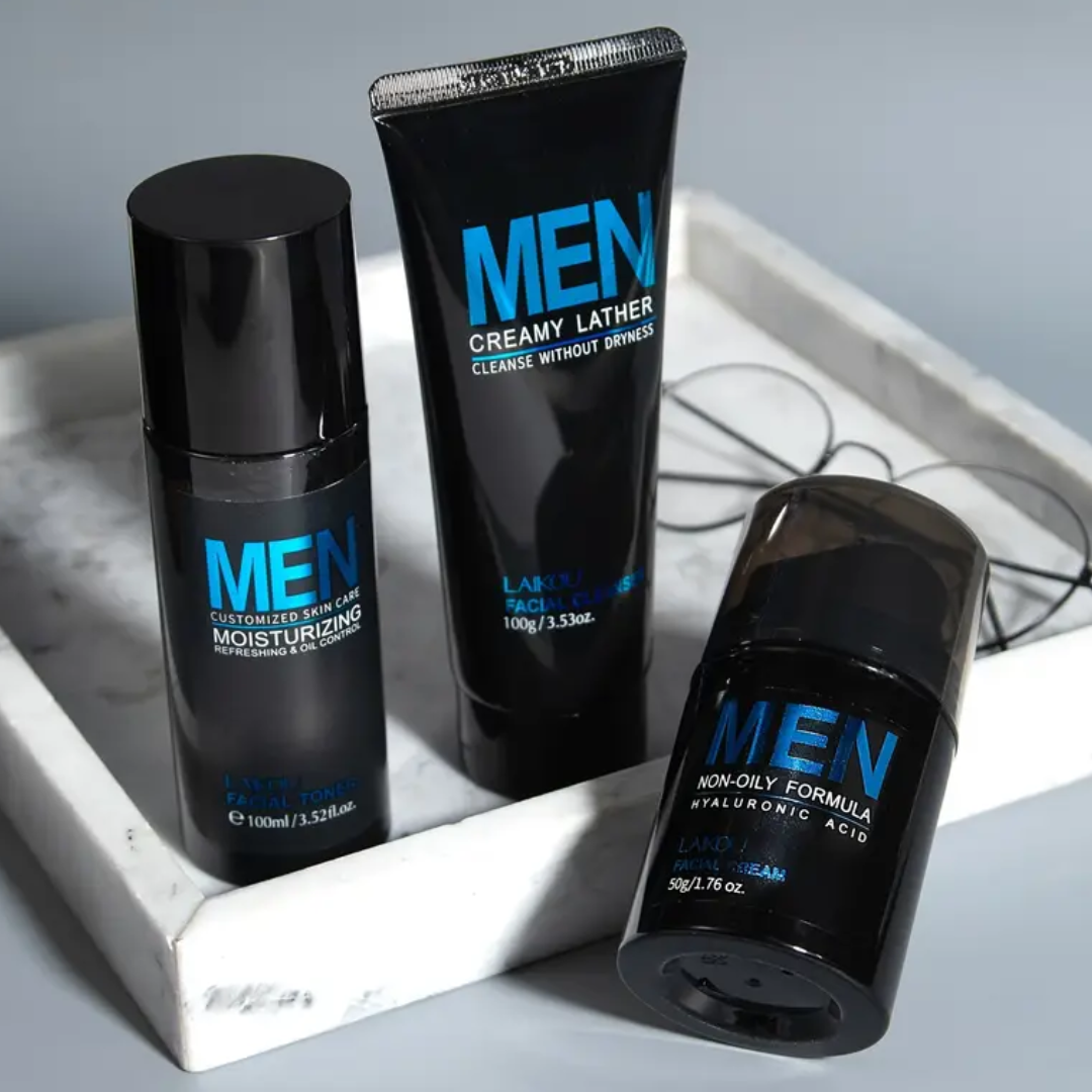 LAIKOU Men’s Daily Skincare Set – Cleanser, Toner & Face Cream (3pcs)