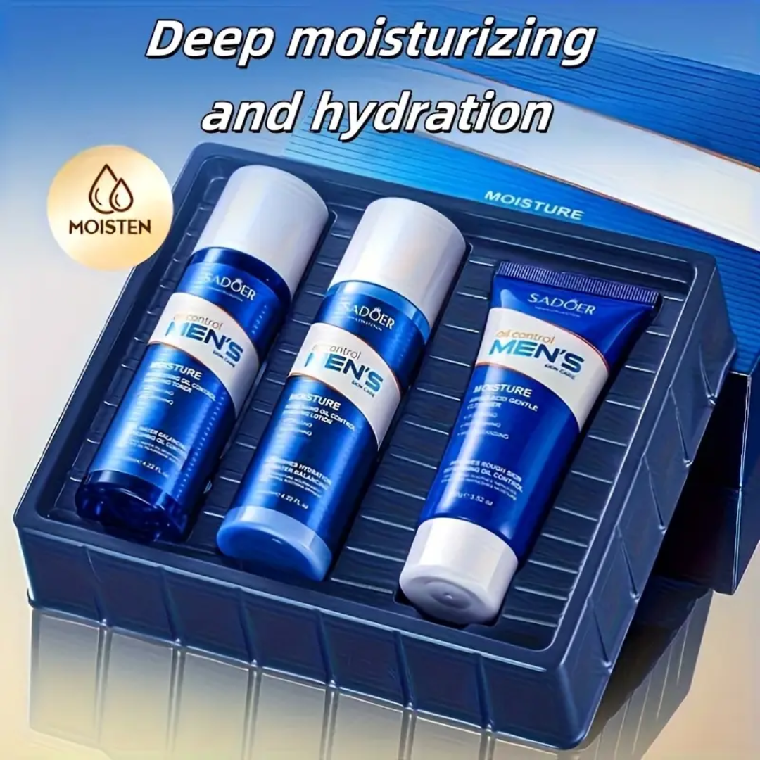 SADOER Men’s Oil Control Skincare Set – Cleanser, Toner & Lotion (3pcs)
