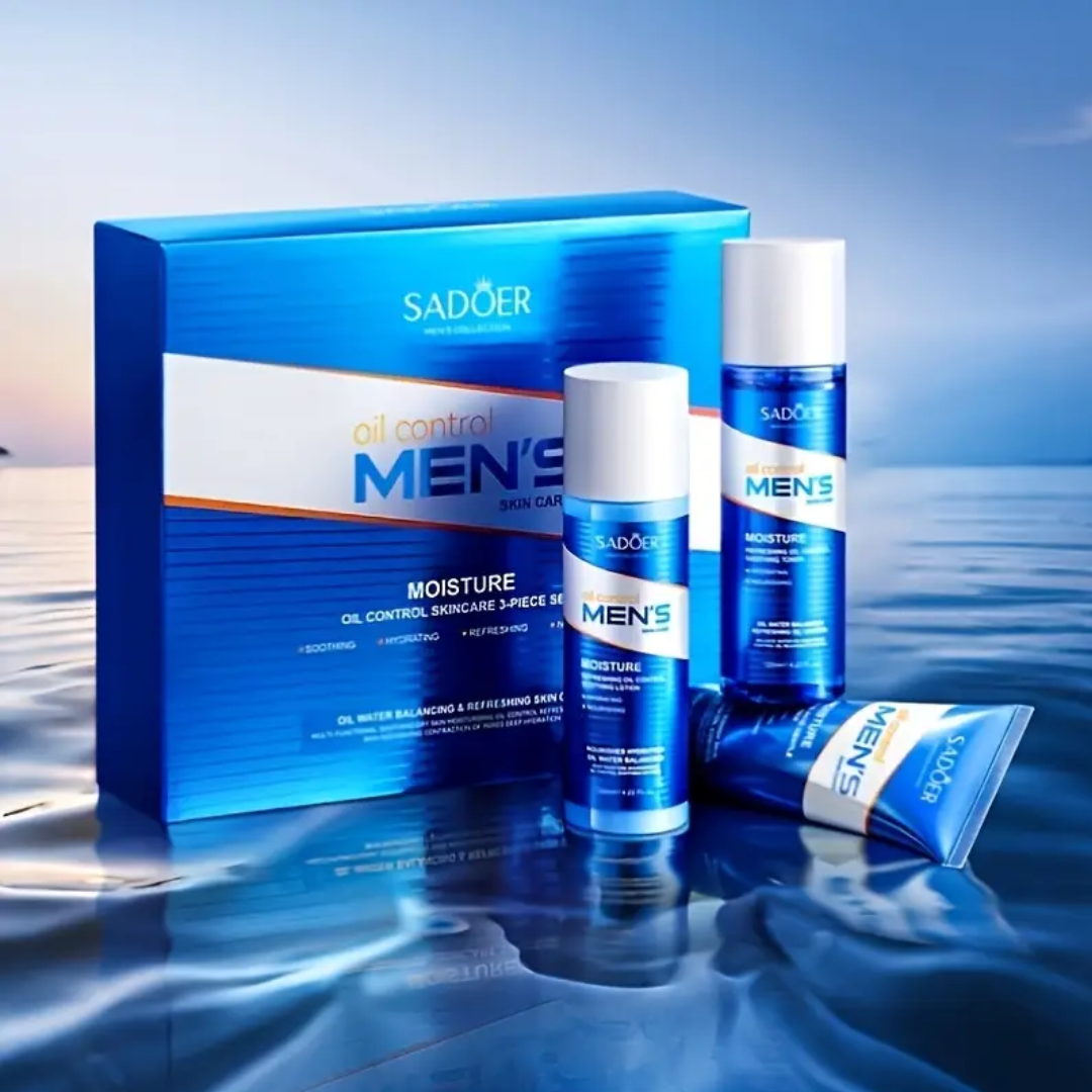 SADOER Men’s Oil Control Skincare Set – Cleanser, Toner & Lotion (3pcs)