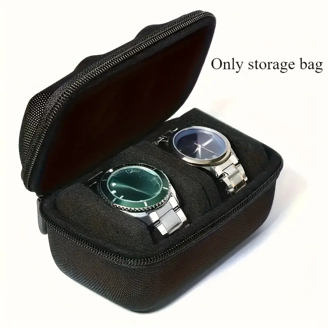 Compact Travel Watch Storage Bag – 2 Slot Protective Case (Watches Not Included)