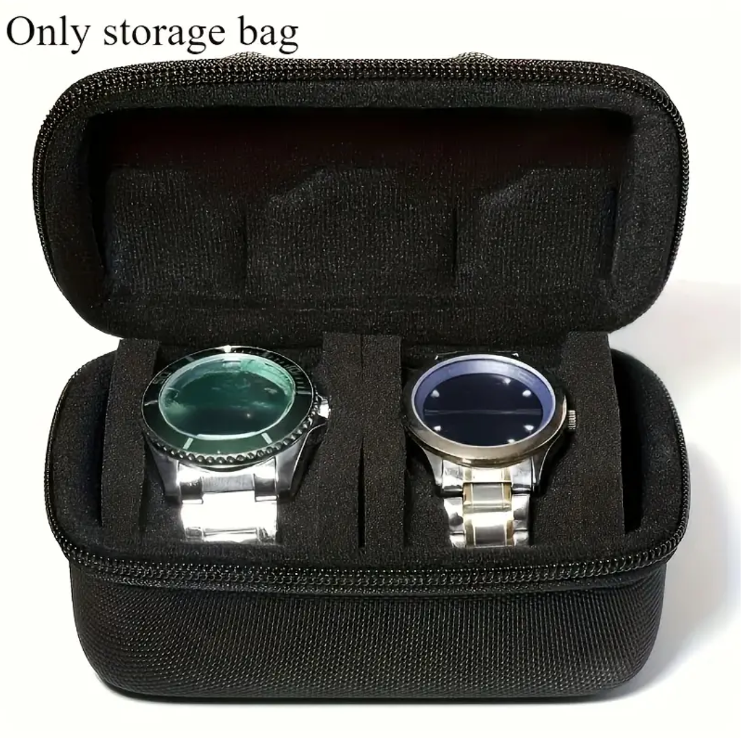 Compact Travel Watch Storage Bag – 2 Slot Protective Case (Watches Not Included)