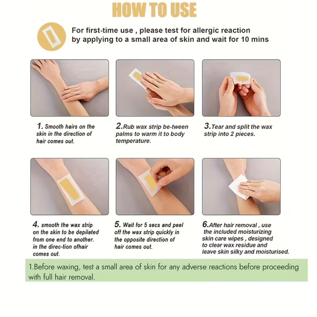 Facial Wax Strips for Upper Lip & Eyebrows – 20PCS Hair Removal Strips
