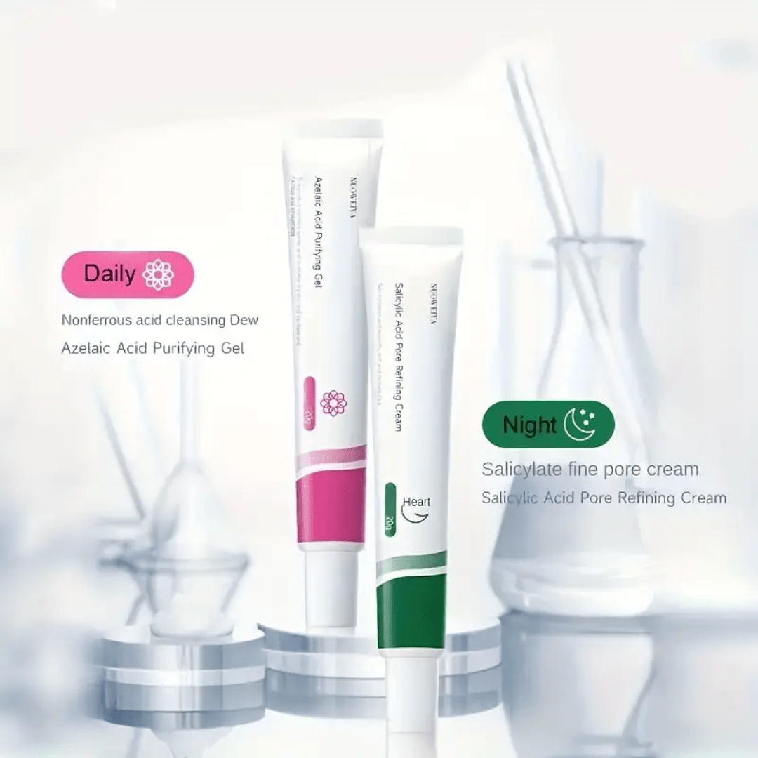 Azelaic & Salicylic Acid Duo – Daily Purifying Gel + Night Pore Refining Cream - Ethereal soul Collections