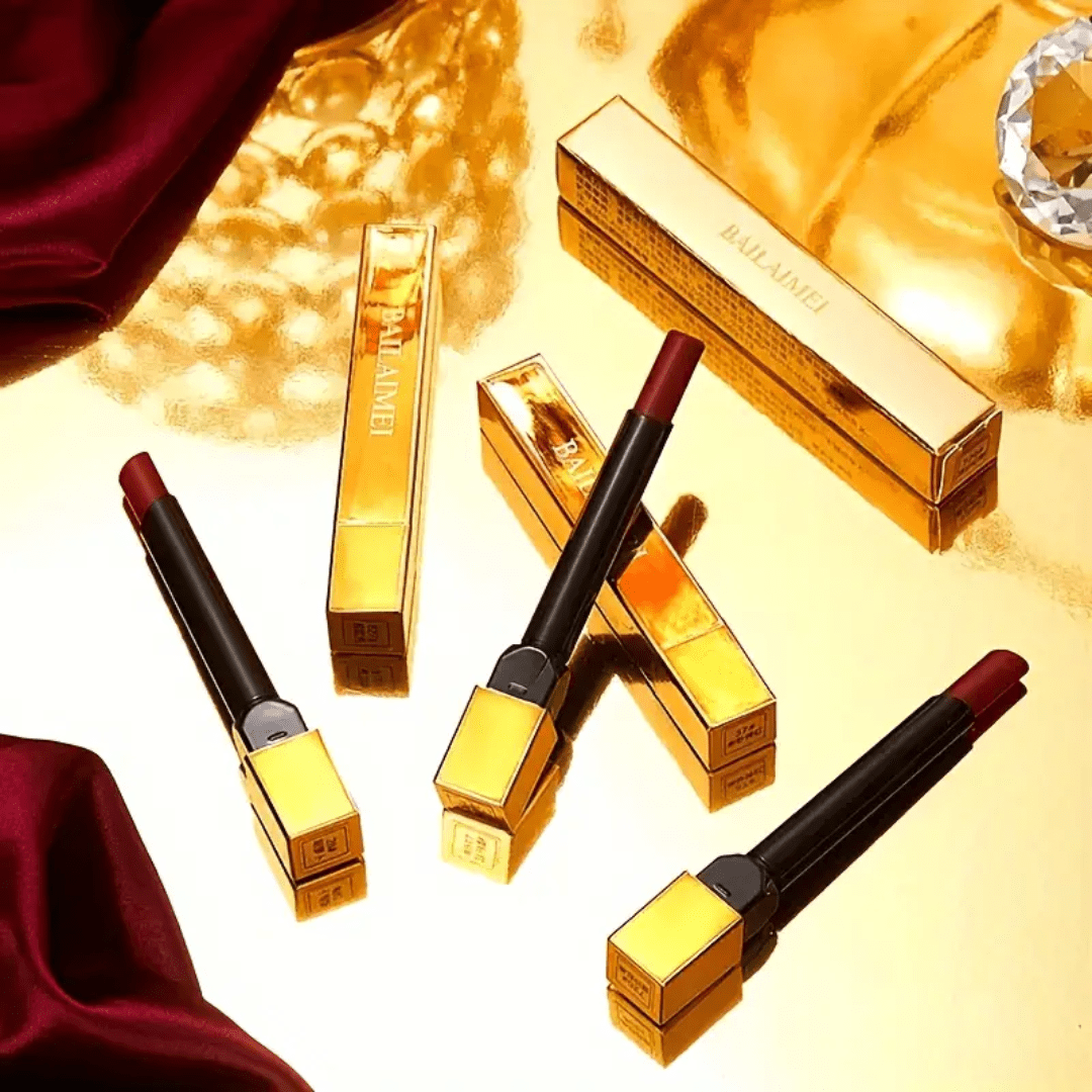 BAILAIMEI Luxury 5 - in - 1 Lipstick Gift Set – Gold Bar Soft Mist Lipsticks - Ethereal soul Collections