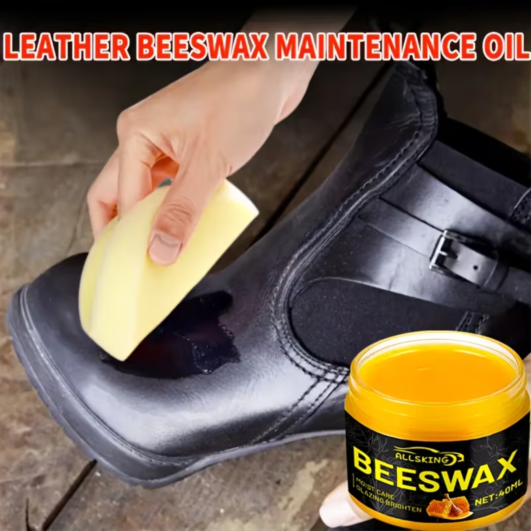 Beeswax Leather Care Cream with Sponge – Shoe & Bag Polish (40ml)