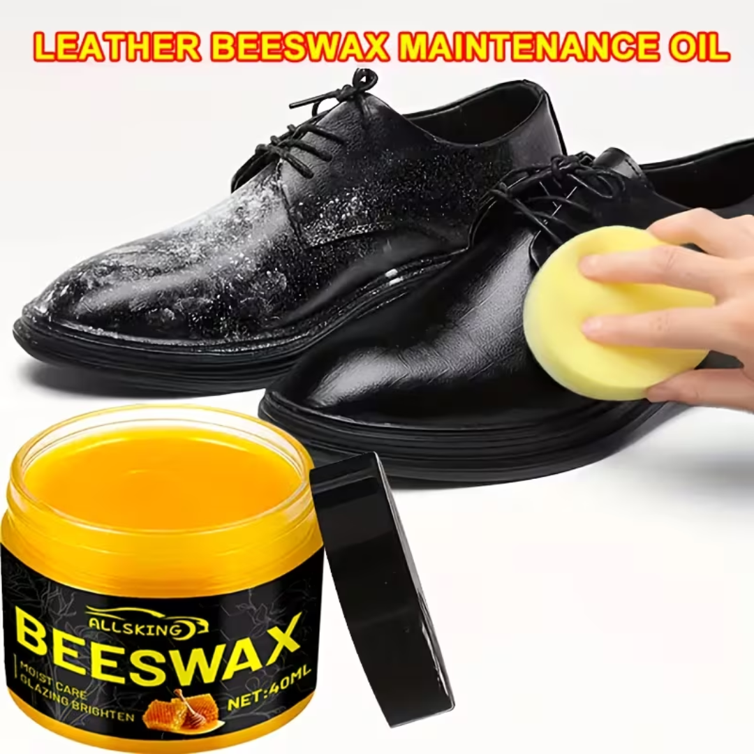 Beeswax Leather Care Cream with Sponge – Shoe & Bag Polish (40ml)