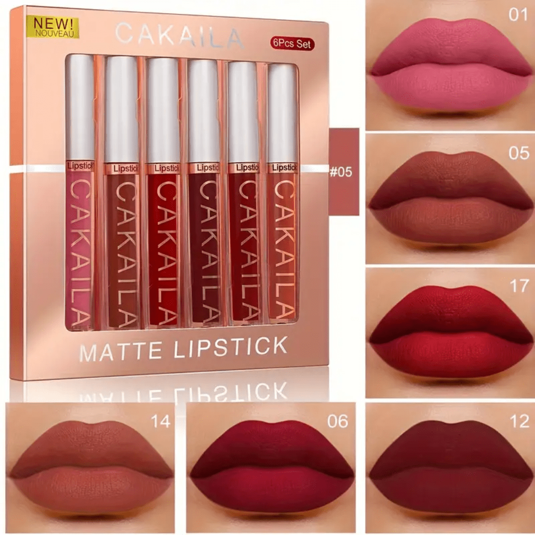 CAKAILA 6 - Piece Matte Liquid Lipstick Set – Long - Lasting, Waterproof, Smooth Finish - Ethereal soul Collections