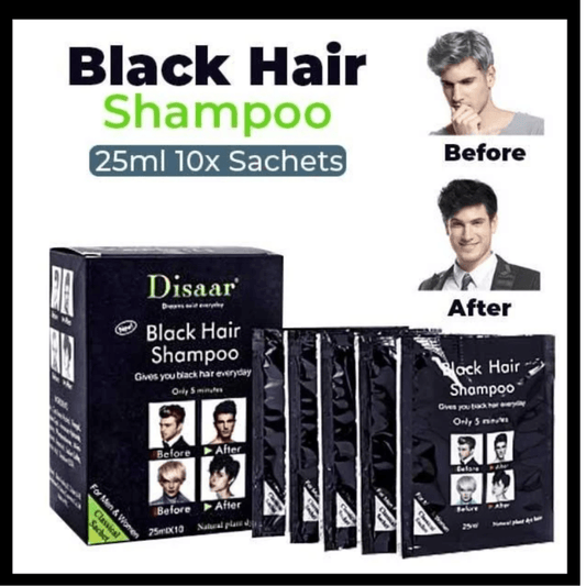 Disaar Black Hair Shampoo – Instant Black Color in 5 Minutes (10 Sachets x 25ml) - Ethereal soul Collections
