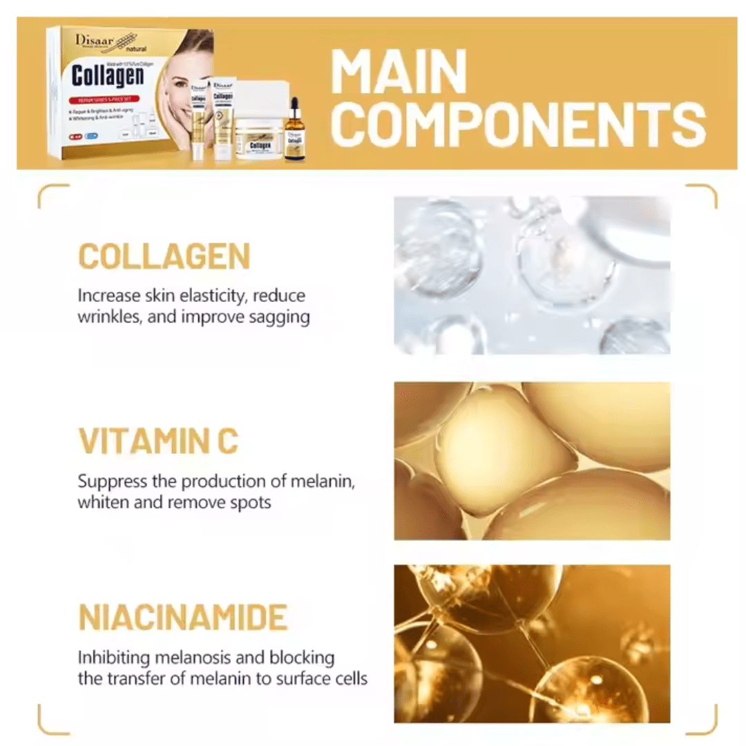 Disaar Collagen Repair & Whitening 5 - Piece Skincare Set - Ethereal soul Collections