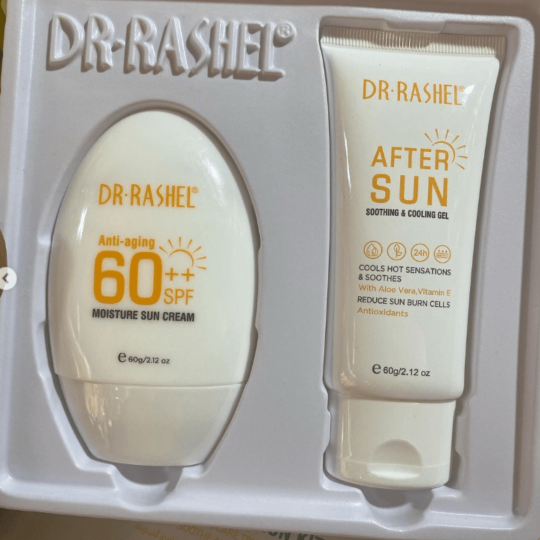 Dr Rashel Sun Care Duo – SPF 60++ Moisture Sun Cream & After Sun Cooling Gel (2 x 60g) - Ethereal soul Collections