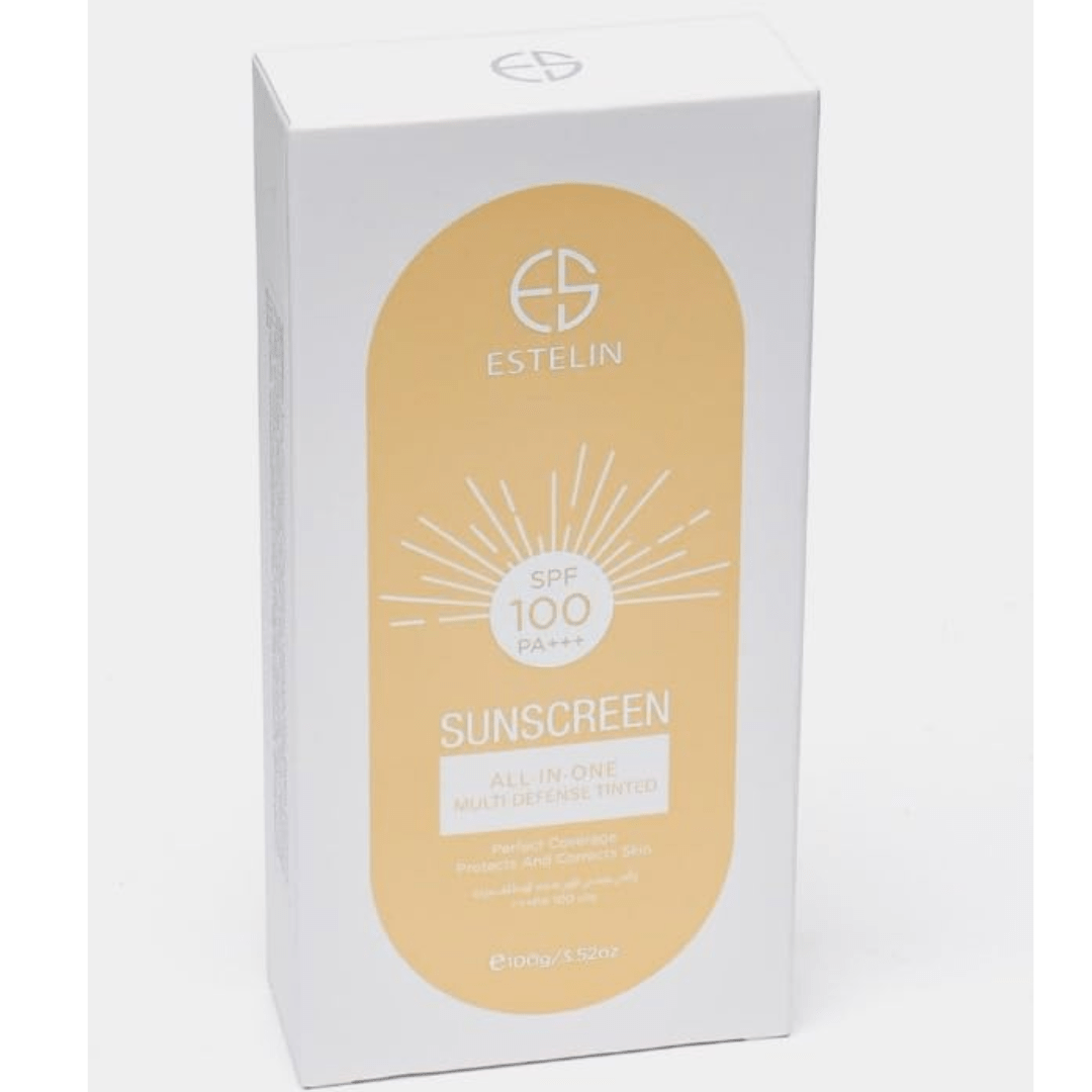 Estelin All - in - One Tinted Sunscreen SPF 100 PA+++ – Multi Defense, Perfect Coverage (100g) - Ethereal soul Collections